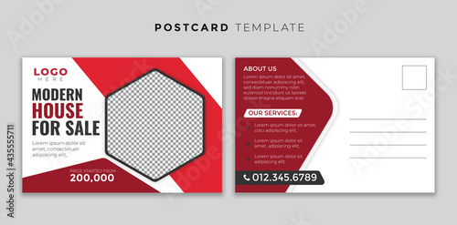 Real estate red postcard or EDDM postcard design template