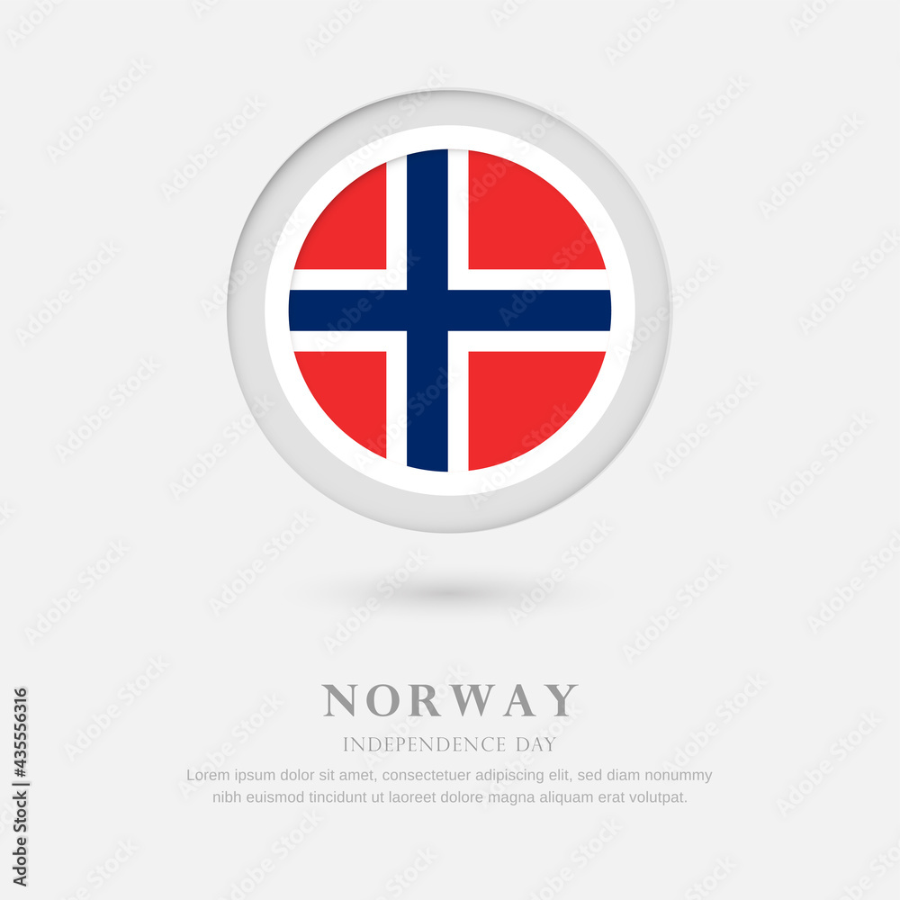 Obraz premium Abstract happy independence day of Norway country with country flag in circle greeting background