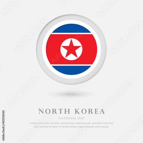 Abstract happy national day of North Korea country with country flag in circle greeting background