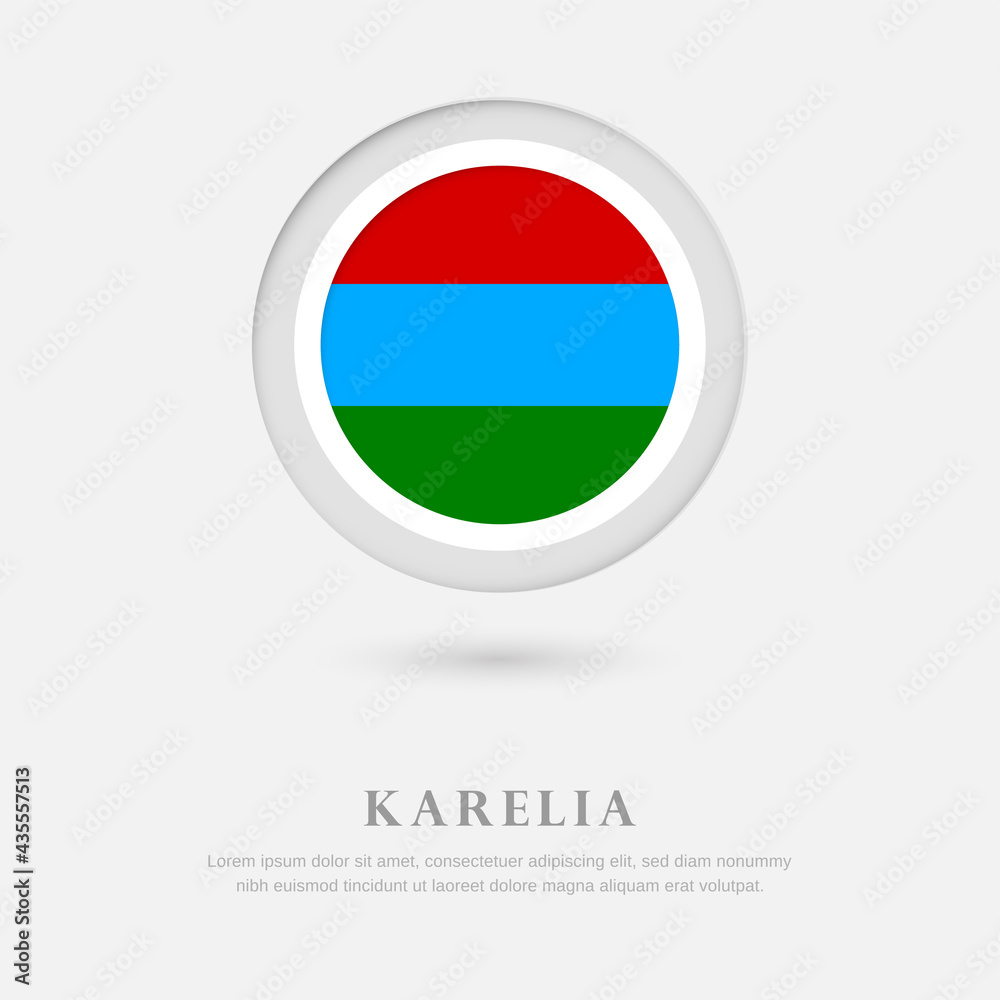 Abstract happy national day of Karelia country with country flag in circle greeting background Abstract happy national day of Karelia country with country flag in circle greeting background
