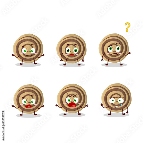 Cartoon character of cookies spiral with what expression