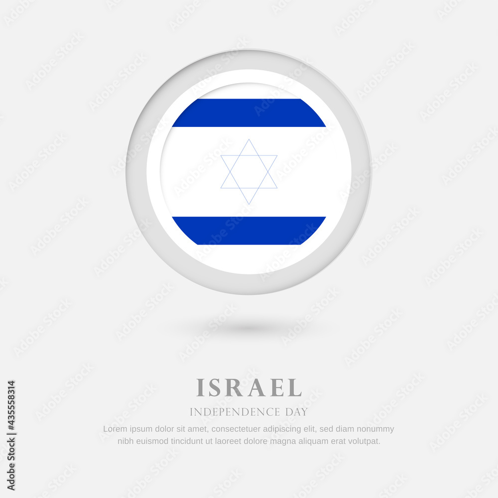 Abstract happy independence day of Israel country with country flag in circle greeting background Abstract happy independence day of Israel country with country flag in circle greeting background