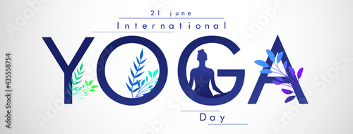 illustration of woman for 21 june-international yoga day web banner EPS10 vector.