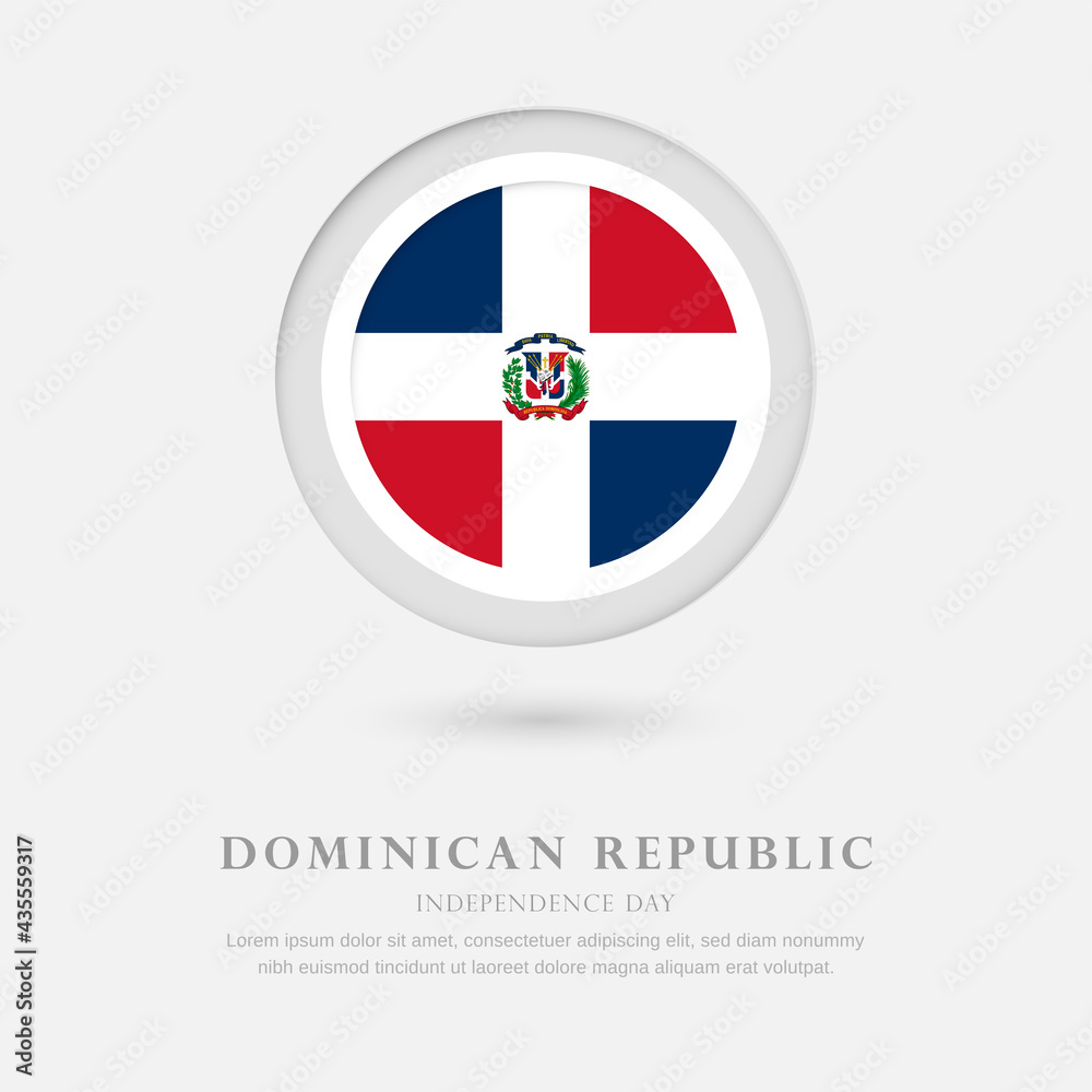 Abstract happy independence day of Dominican Republic country with country flag in circle greeting background