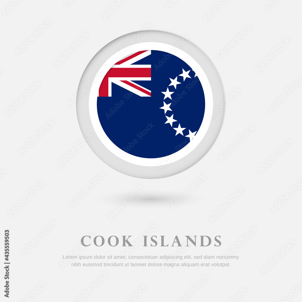 Abstract happy national day of Cook Islands country with country flag in circle greeting background Abstract happy national day of Cook Islands country with country flag in circle greeting background