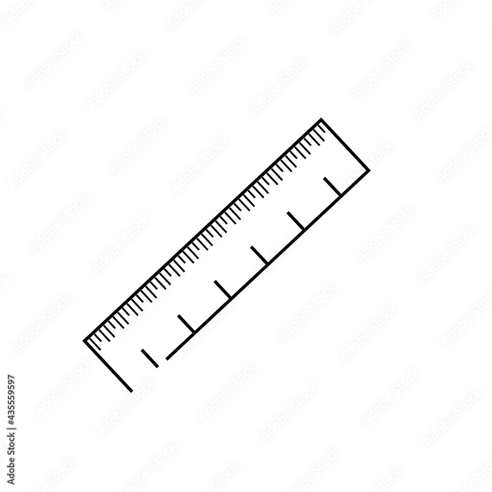 Ruler outline icon on white background education concept Ruler outline icon on white background education concept