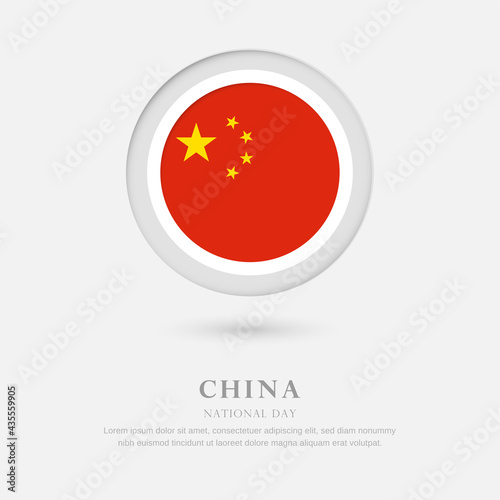 Abstract happy national day of China country with country flag in circle greeting background