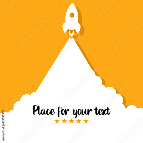 Launch a rocket and advertising. Concept of starting a new project. place for your text.