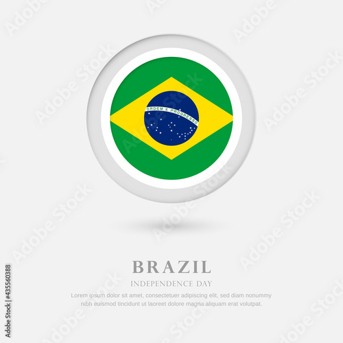 Abstract happy independence day of Brazil country with country flag in circle greeting background