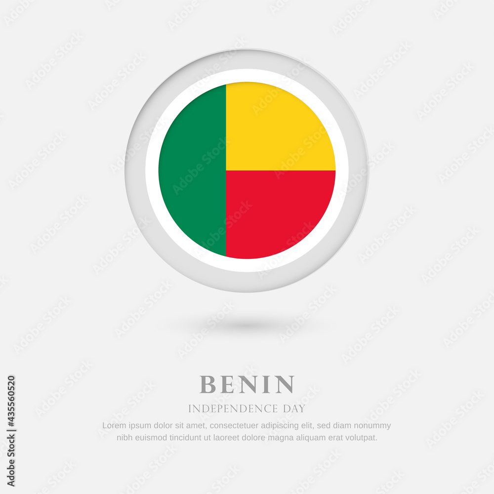 Fototapeta premium Abstract happy independence day of Benin country with country flag in circle greeting background