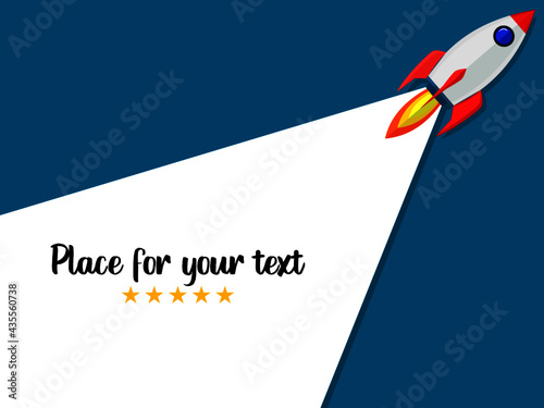 Launch a rocket and advertising. Concept of starting a new project. place for your text.