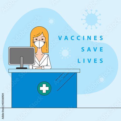 Vaccination promo. Vaccine saves lives. Stop coronavirus agitation concept