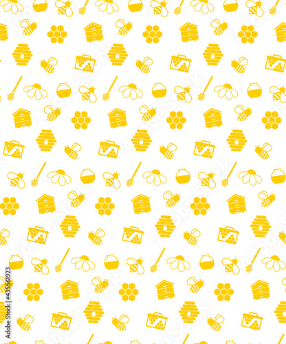 Wallpaper Mural  vector seamless pattern yellow color honey honeycomb beehive bee flower chamomile + endless honey texture Torontodigital.ca