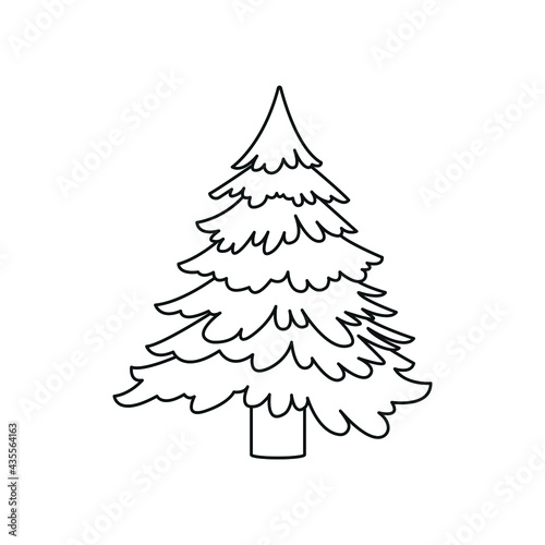 Pine tree line icon vector