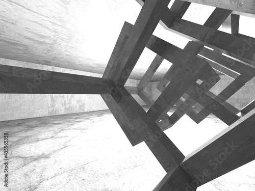 Dark Concrete Wall Architecture. Empty Room
