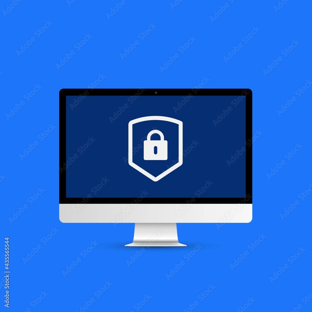 File protection concept with PC. Vector illustration File protection concept with PC. Vector illustration