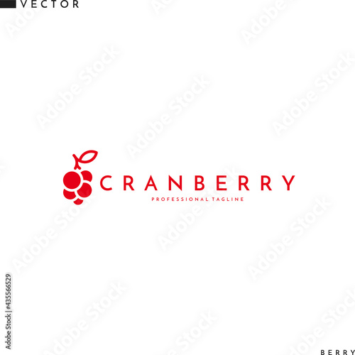 Cranberry logo. Outline style. Isolated berries on white background