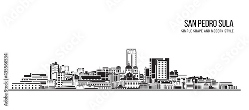 Cityscape Building Abstract Simple shape and modern style art Vector design - San pedro sula city