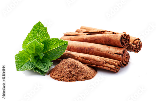 Cinnamon sticks with mint
