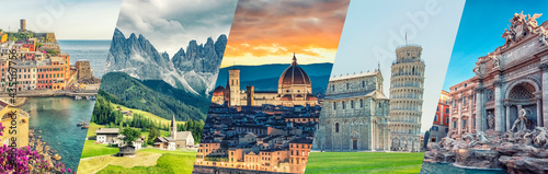 Italy famous landmarks collage photo
