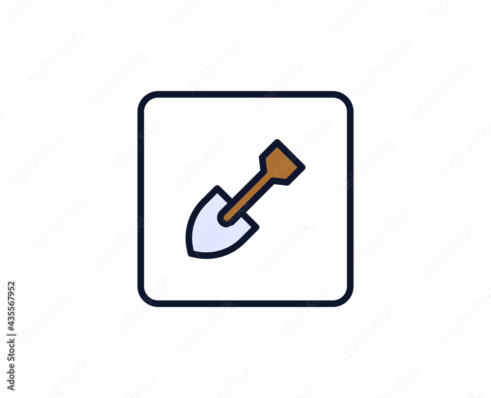 Shovel flat icon. Single high quality outline symbol for web design or mobile app. House thin line signs for design logo, visit card, etc. Outline pictogram EPS10 Shovel flat icon. Single high quality outline symbol for web design or mobile app. House thin line signs for design logo, visit card, etc. Outline pictogram EPS10