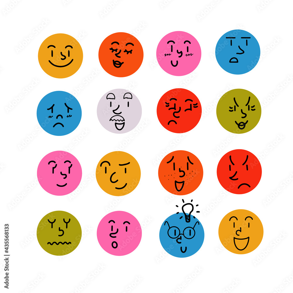 Hand drawn smiley faces isolated icons vector illustration Hand drawn smiley faces isolated icons vector illustration