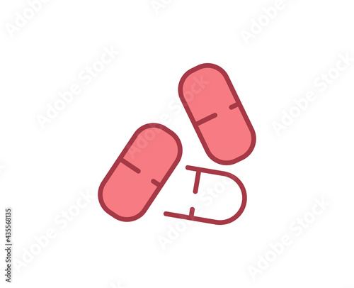 Pills flat icon. Thin line signs for design logo, visit card, etc. Single high-quality outline symbol for web design or mobile app. Medical outline pictogram.