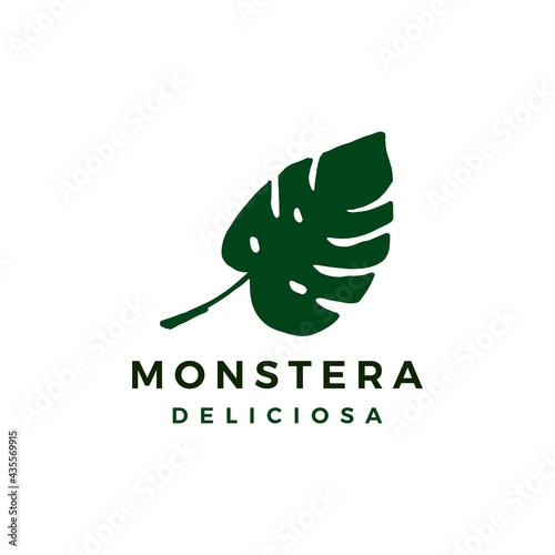 monstera deliciosa logo vector icon illustration