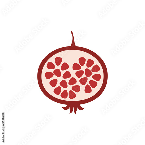 half of pomegranate isolated on white background