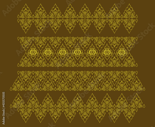 Ancient Lanna (Northern Thai) art painting that can be found from Northern Thai temple's wall, pillar, Buddhist Manuscript literature chest. Most of them contain flowers and leaves with golden color.