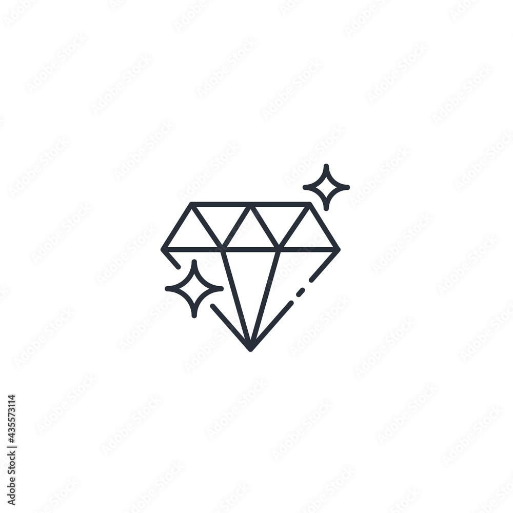 Diamond. Natural shine. Vector linear icon isolated on white background. Diamond. Natural shine. Vector linear icon isolated on white background.