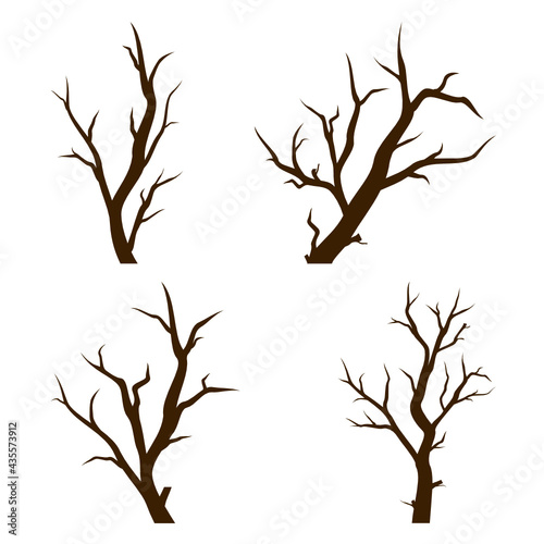 Set of isolated branch tree without leaves
