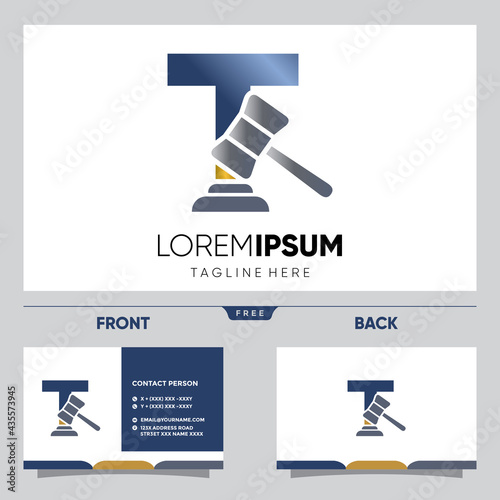 Letter T Initial Hammer Justice Legal Firm Law and Attorney Logo Design Vector Graphic Icon Emblem Illustration 