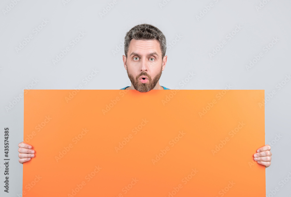 surprised man with copy space for advertisement. guy advertising. announcement. surprised man with copy space for advertisement. guy advertising. announcement.
