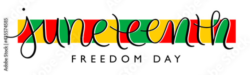 JUNETEENTH - FREEDOM DAY colorful vector brush calligraphy banner on white background