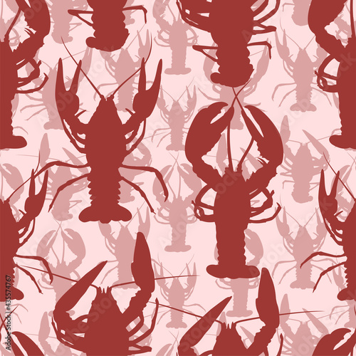 The seamless red background with lobsters.