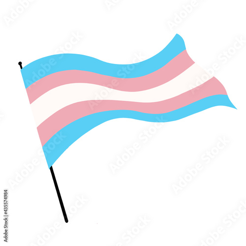 Illustration of a transgender Pride flag blowing in the wind.
