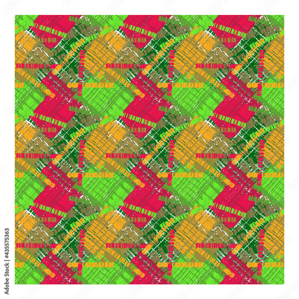 Abstract brush strokes Red green spots. Pattern for textiles and design
