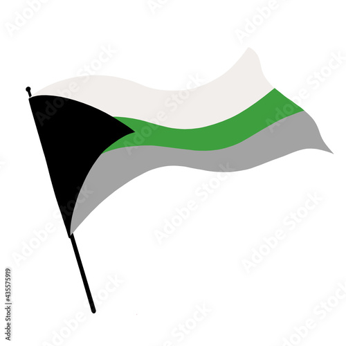 Illustration of a Demiromantic Pride flag blowing in the wind.