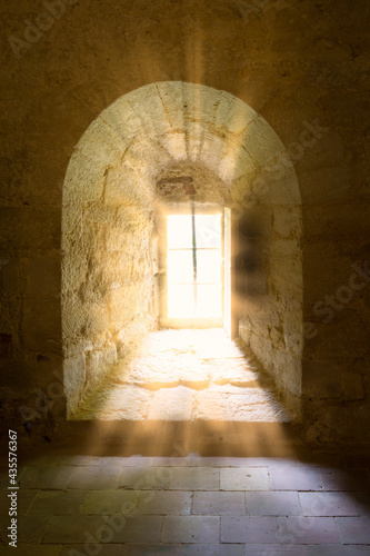 Shining light in French medieval castle