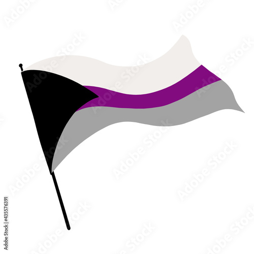 Illustration of a Demisexual Pride flag blowing in the wind.