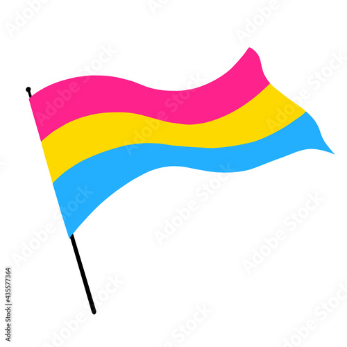 Illustration of a Pansexual Pride flag blowing in the wind.