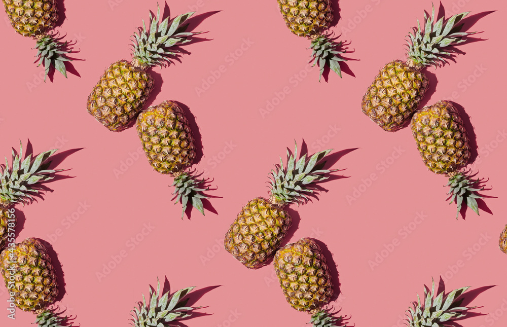 Pattern of pineapple on red background Pattern of pineapple on red background