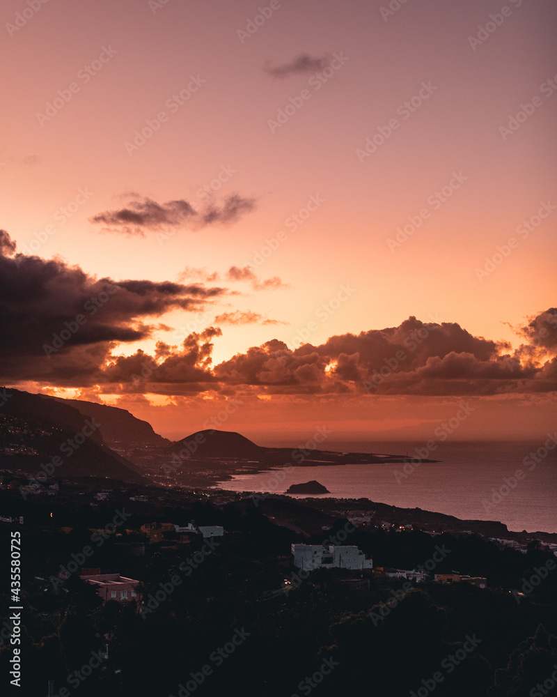 Spain, Tenerife. Incredible landscape at sunset. Warm, exciting and embracing colours.