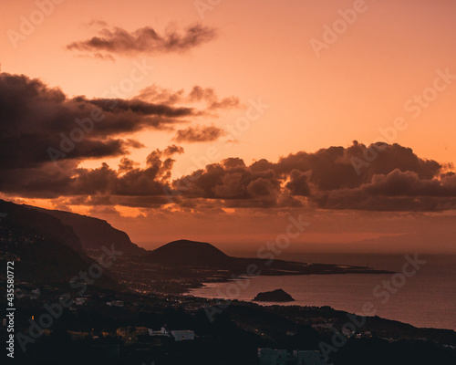 Spain, Tenerife. Incredible landscape at sunset. Warm, exciting and embracing colours.