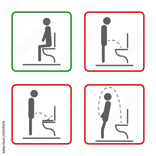 Toilet rules icons set for men vector illustration design isolated concept