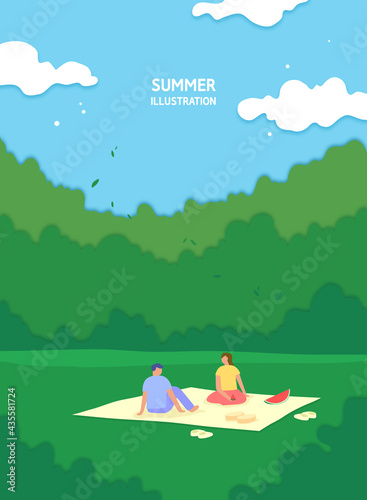 Relaxed summer background illustration collection 