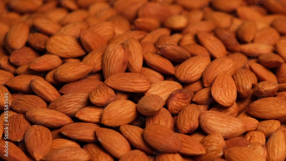 rotating appetizing almonds close up rotating appetizing almonds close up