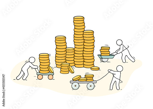 Vector financial growth concept with stacks of golden coins