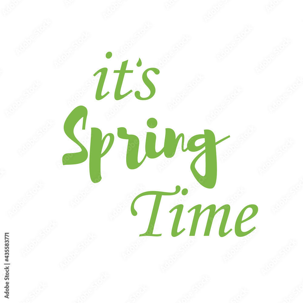 Plakat It's spring time. Cute hand drawn lettering. Cute illustration.